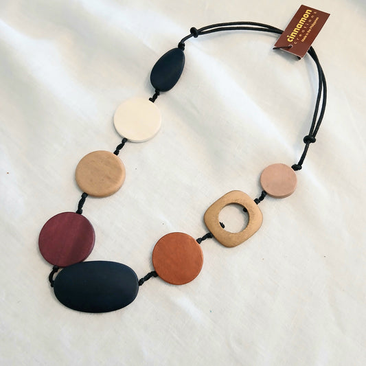 Earthy Mixed Shapes Wooden Beaded Necklace N7-421CHEY