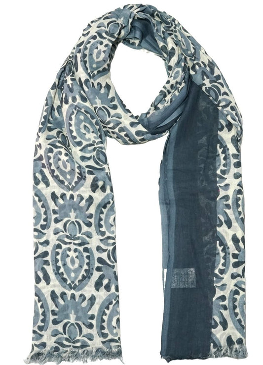 Grey/white cotton scarf 100x180cm