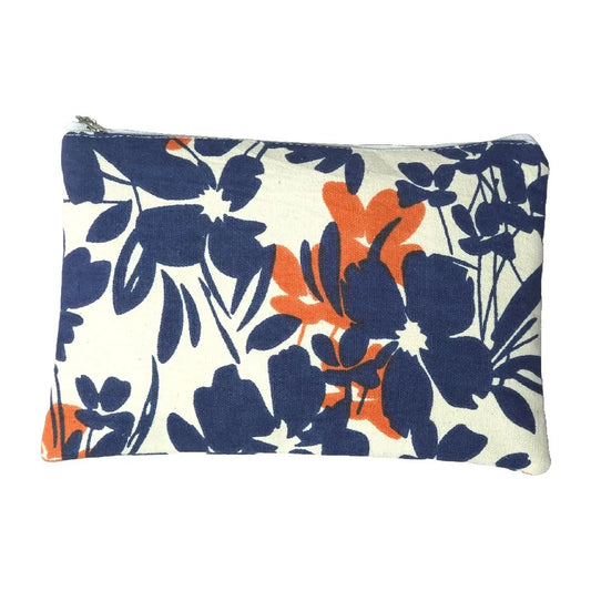 Navy/white cotton cosmetic pouch 25x18cm