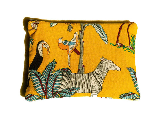Mustard tiger cotton cosmetic pouch 25x18cm