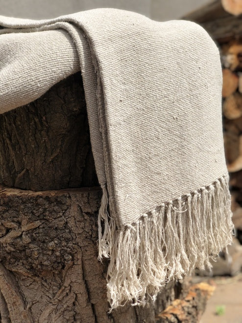Throw-Natural-Alder Handloomed 100%Linen 130X190Cm