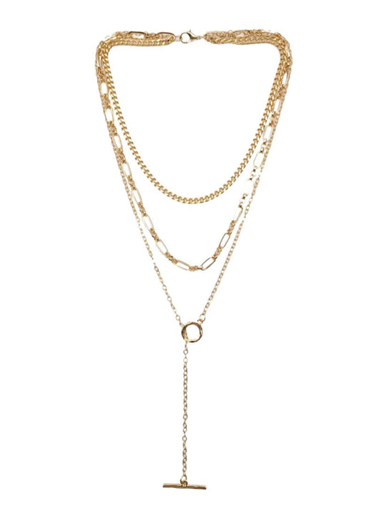 3 tier gold finish necklace