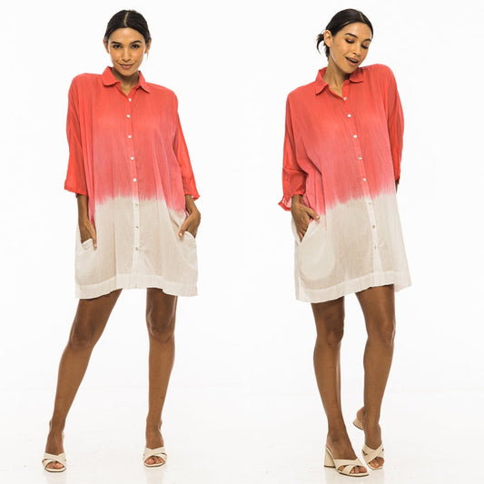 Shaded Shirt Cotton Dress 65967
