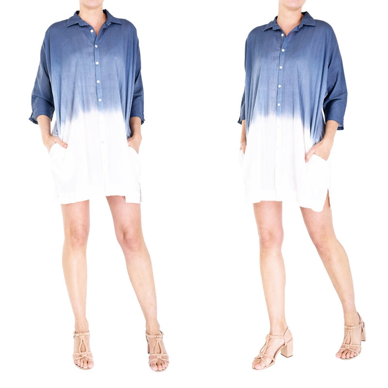 Shaded Shirt Cotton Dress 65967