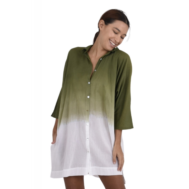 Shaded Shirt Cotton Dress 65967