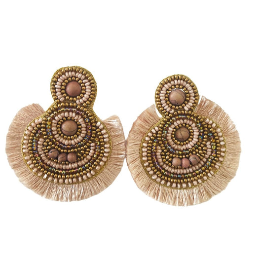 Soft pink beaded earrings