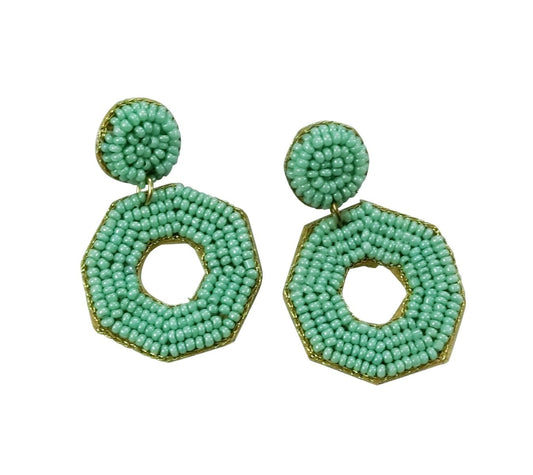Turquoise beaded heart Earrings
