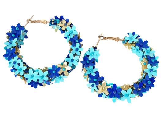 Cobalt/turquoise floral hoops