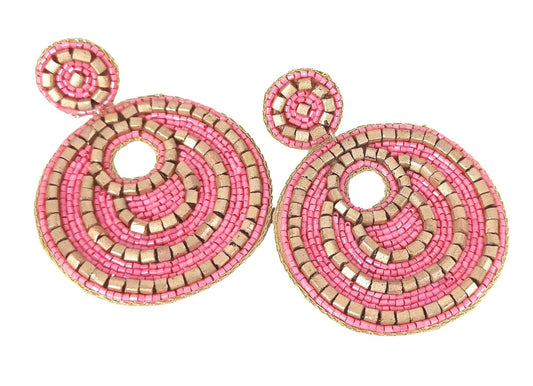 Coral/brass beaded E/R