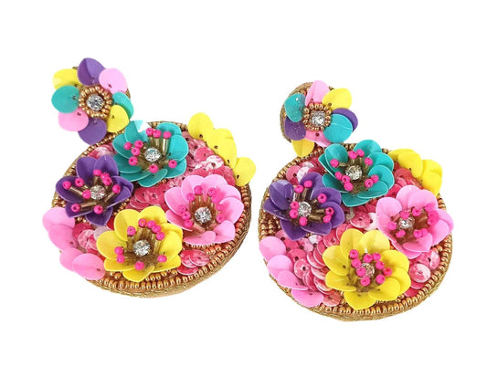 Multi beaded floral earrings