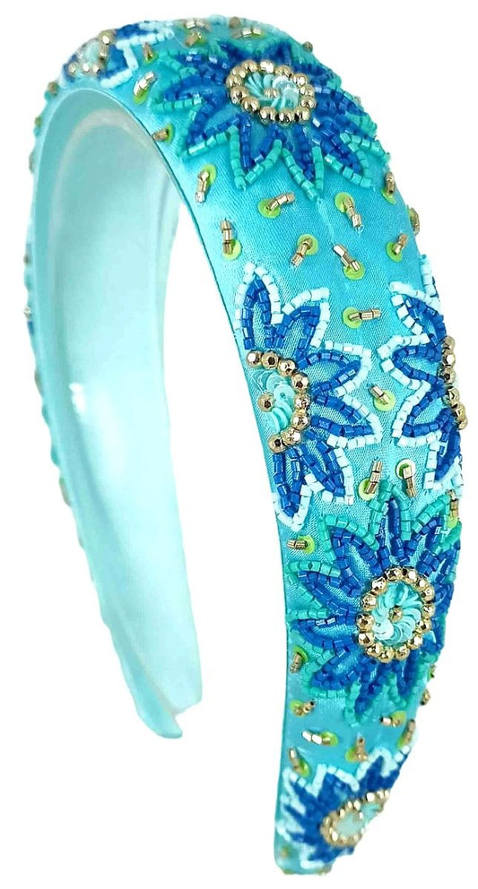 Blue/turquoise floral handband