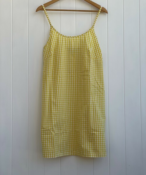 Yellow Check Slip Dress Child (Pack Of 4)