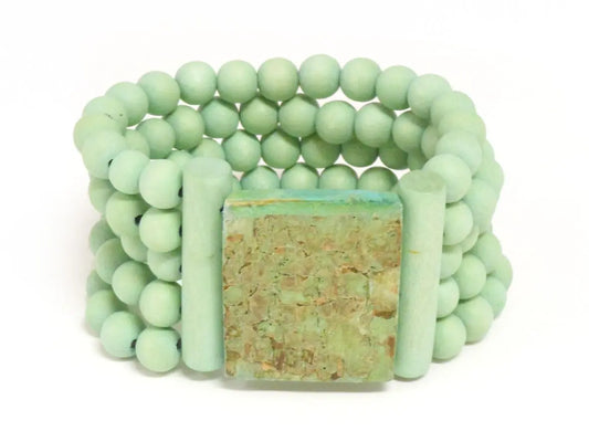 5 strand stretch bangle/ turq