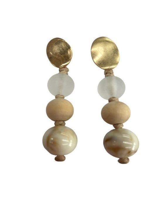 Wood resin and stone earrings