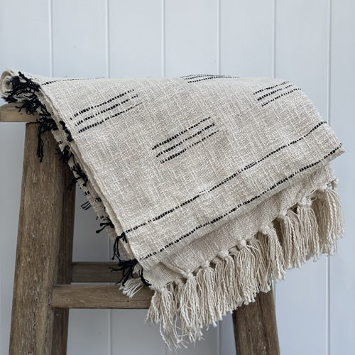 Throw-Black Jacquard-Aryan Handwoven Cotton (2 Sizes)