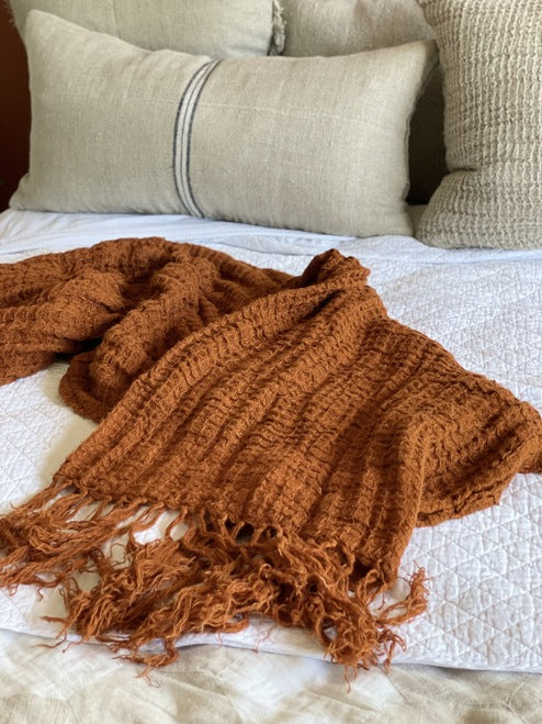 Throw-Rust- Waffle Linen (2 Sizes)