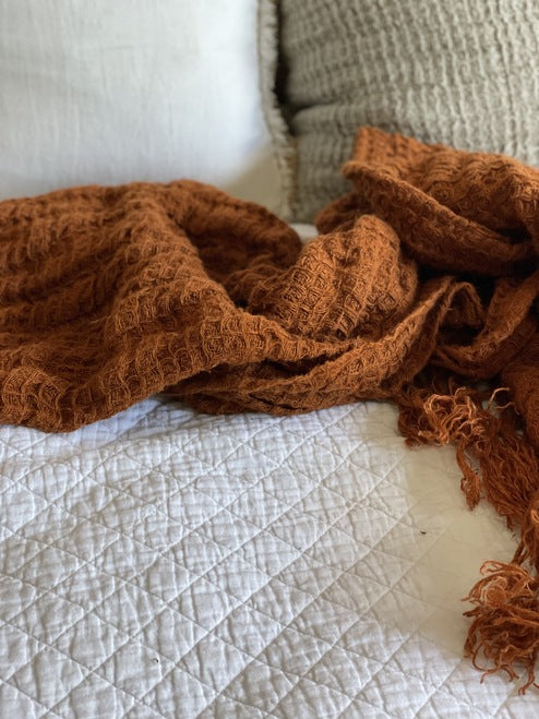 Throw-Rust- Waffle Linen (2 Sizes)