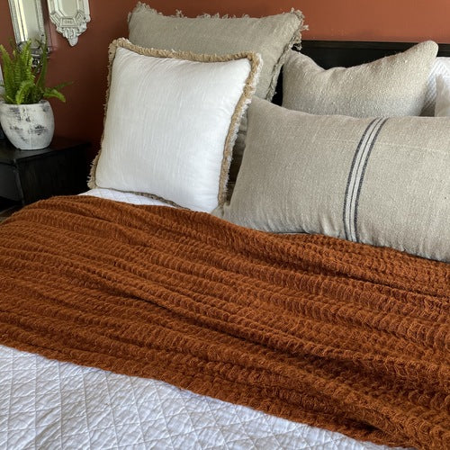Throw-Rust- Waffle Linen (2 Sizes)