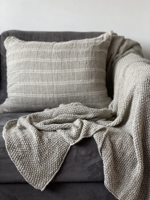 Throw-Natural-Sorrento Natural Knitted 100% Linen 130 X 190 Cm