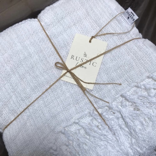 Audrey Heavy Throw-Optic White-Mesh Stonewashed Heavy 100% Linen 130X190Cm
