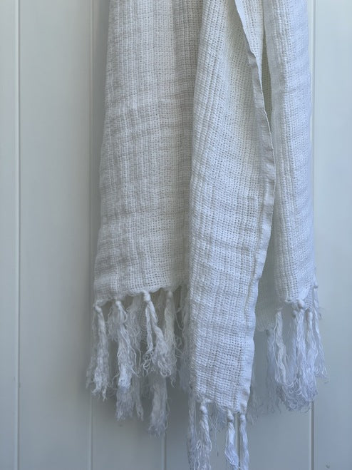 Audrey Heavy Throw-Optic White-Mesh Stonewashed Heavy 100% Linen 130X190Cm