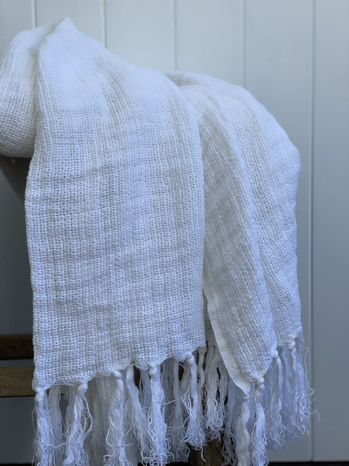 Audrey Heavy Throw-Optic White-Mesh Stonewashed Heavy 100% Linen 130X190Cm