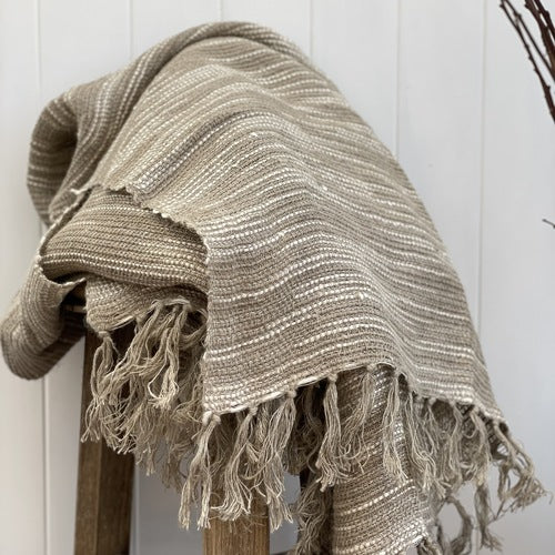 Throw - Natural & White-Oriel Ombre Linen 130X210Cm