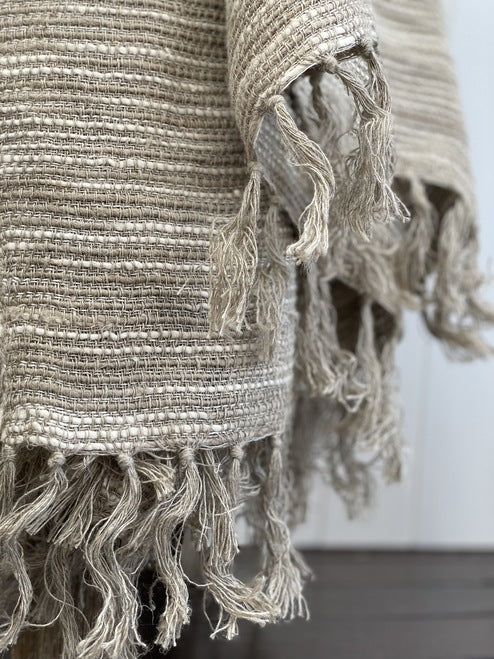 Throw - Natural & White-Oriel Ombre Linen 130X210Cm