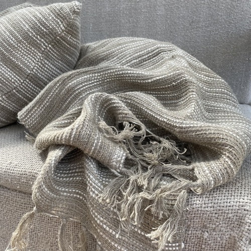 Throw - Natural & White-Oriel Ombre Linen 130X210Cm