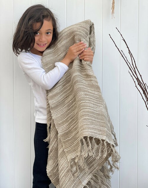 Throw - Natural & White-Oriel Ombre Linen 130X210Cm