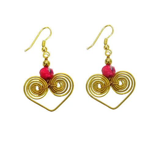 Recycled fabric bead E/R heart