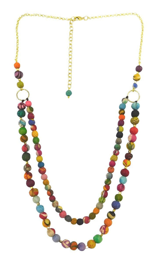 Double strand multi bead necklace