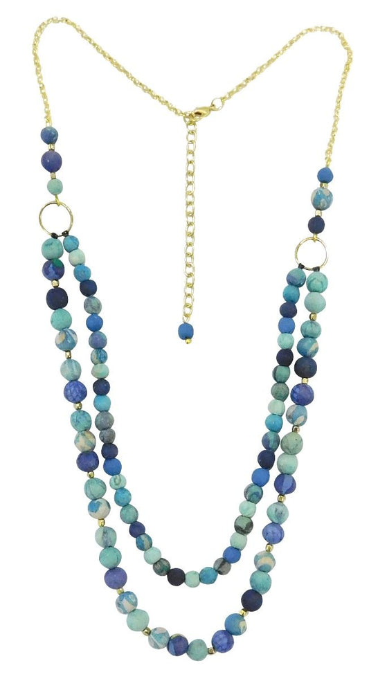 Double strand blue multi necklace