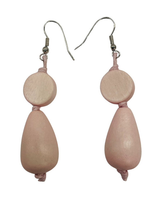 Pink wooden earrings