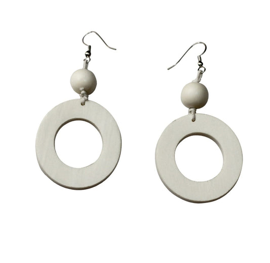 White wood earrings