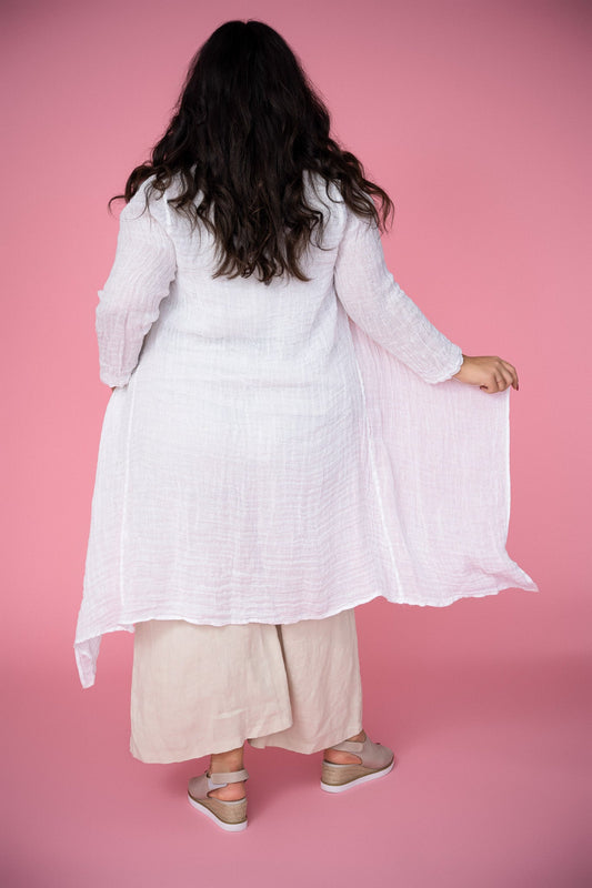 Belcina Long Mesh Jacket | White