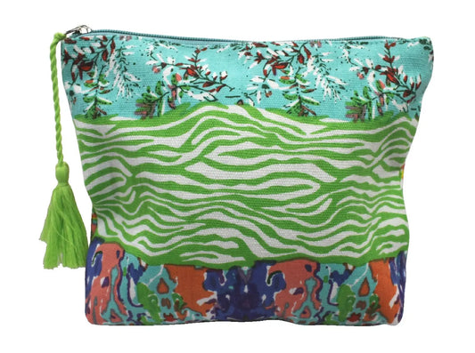 Lime/turquoise cosmetic pouch 25x20cm
