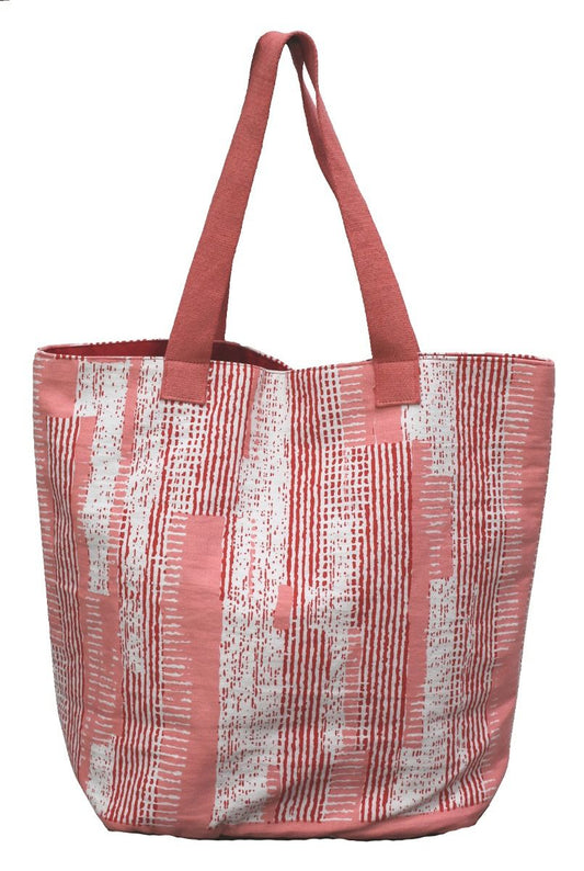 Pink striped bag 55x35cm