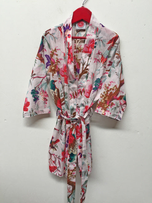 Bird Print White Kimono Child Pack Of 4